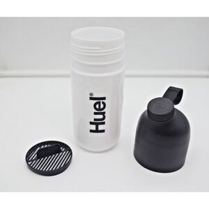 Huel Shaker Bottle | 500ml 17 oz White Black Minimalist Design BPA Free Blender